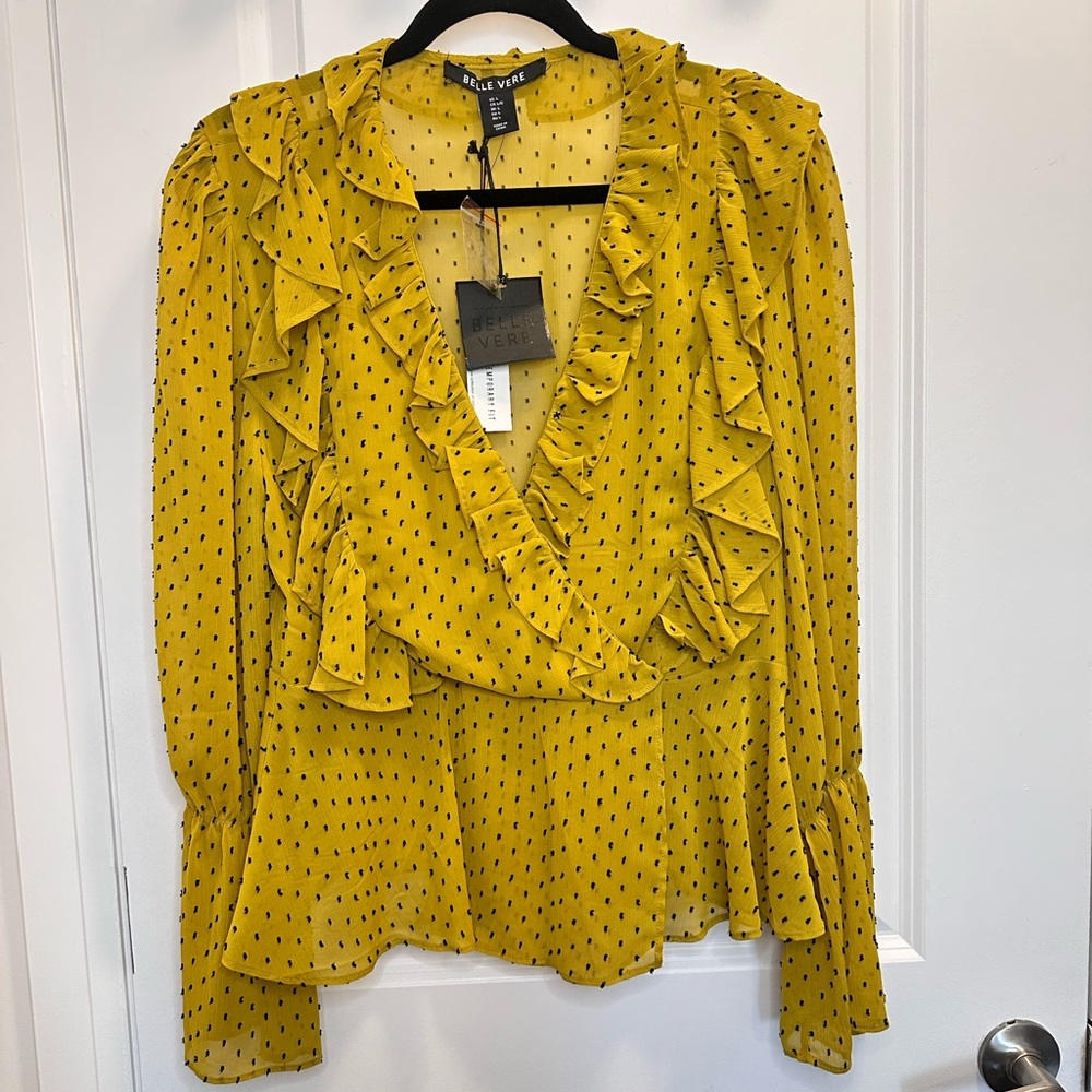 Dijon Ruffle Blouse with Dotted Pattern